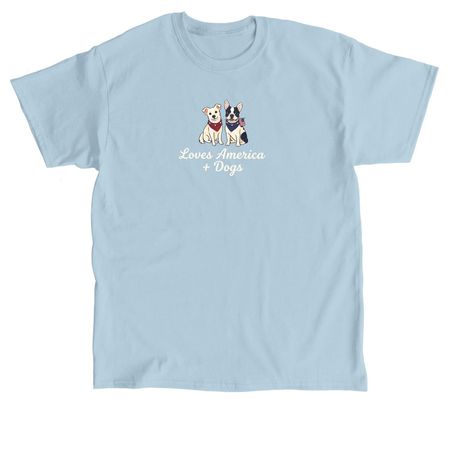 Loves America + Dogs, a Light Blue Classic Unisex Tee