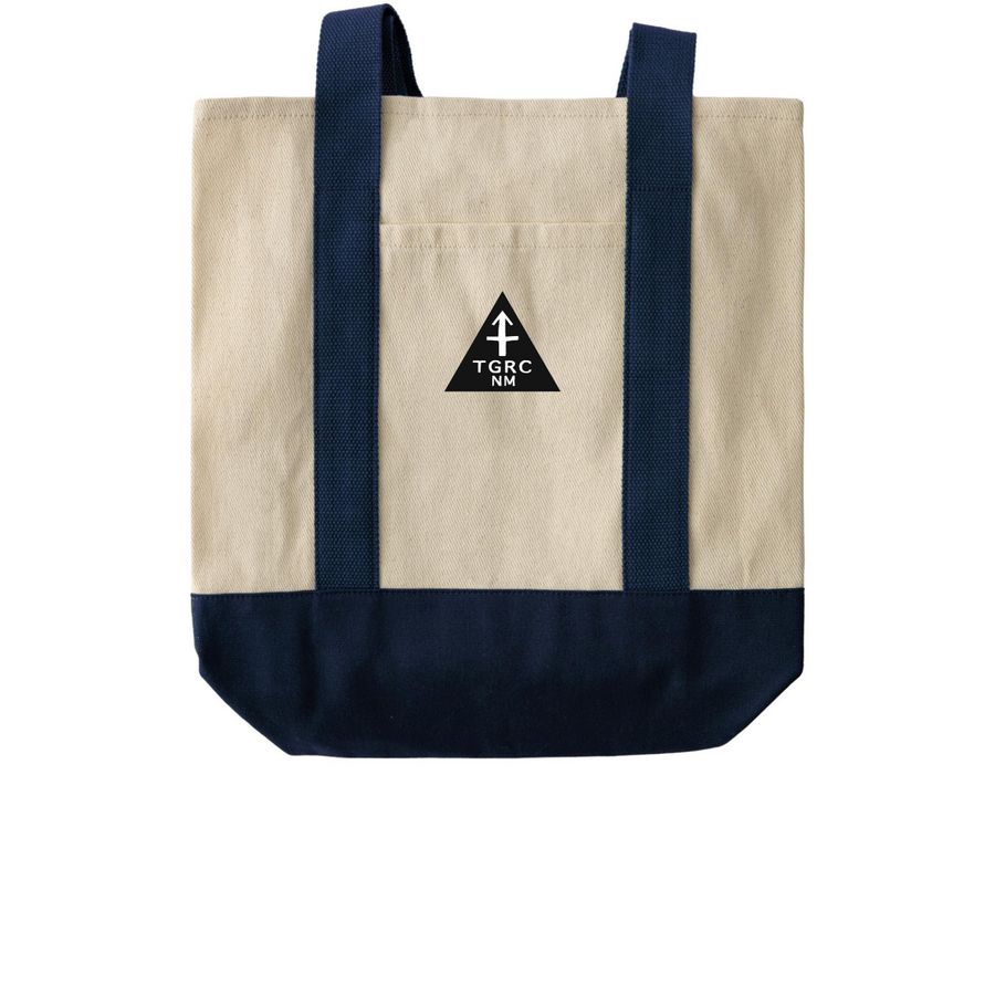 TGRC Totes, a Natural/Navy Two-Tone Grocery Tote Bag