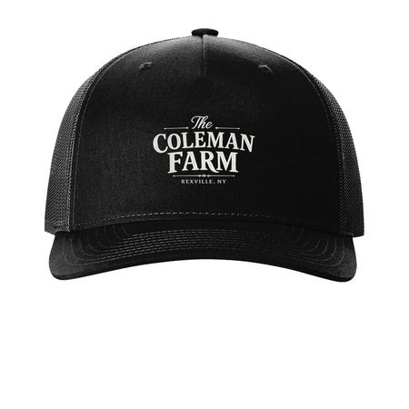 Coleman Farm Hat, a Black Printed Five-Panel Trucker Cap