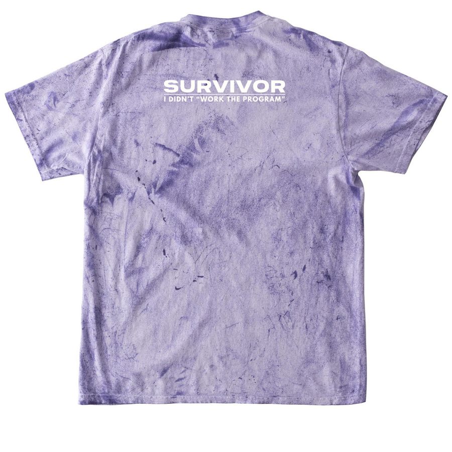 "I Didn't 'Work the Program" (WHITE), a Amethyst Comfort Colors Colorblast Tee (back-view)