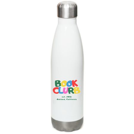 Book Clurb for IRC, a White Stainless Steel Water Bottle