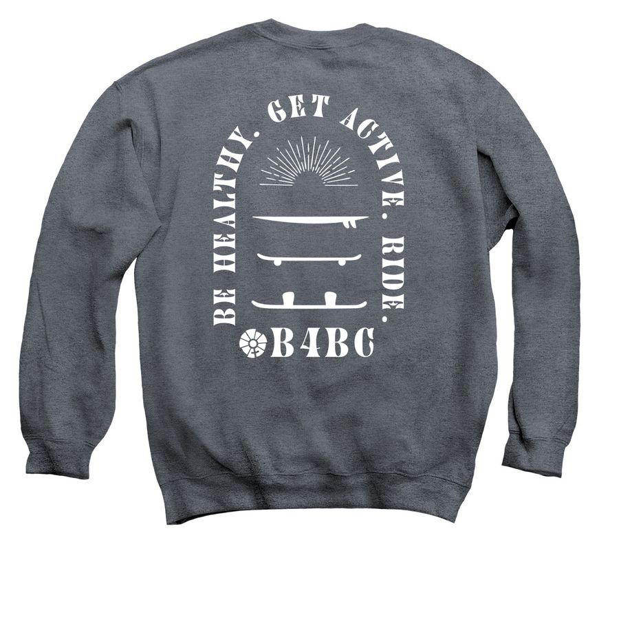 B4BC Blossom Tee, a Dark Heather Crewneck Sweatshirt (back-view)
