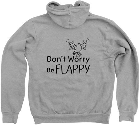 Don't Worry, Be Flappy, a Athletic Heather Zip Up Hoodie (back-view)
