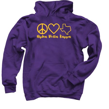 Peace Love Texas ADK, a Purple Pullover Hoodie