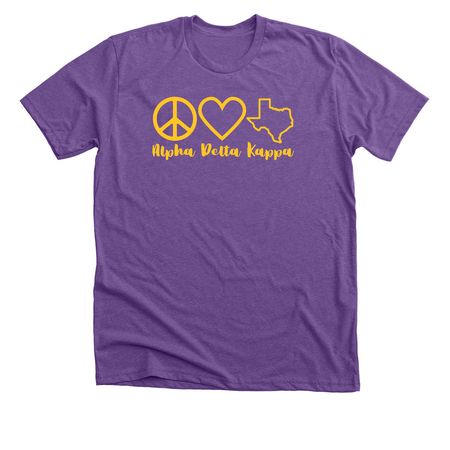 Peace Love Texas ADK, a Heather Team Purple Premium Unisex Tee