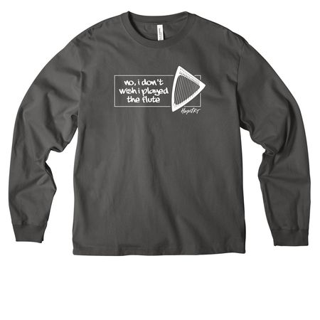 "no, i don't wish i played the flute", a Asphalt Unisex Heavyweight Long Sleeve Tee