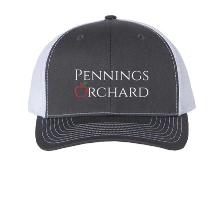 Pennings Orchard Hat, a Charcoal/ White Printed Snapback Trucker Cap