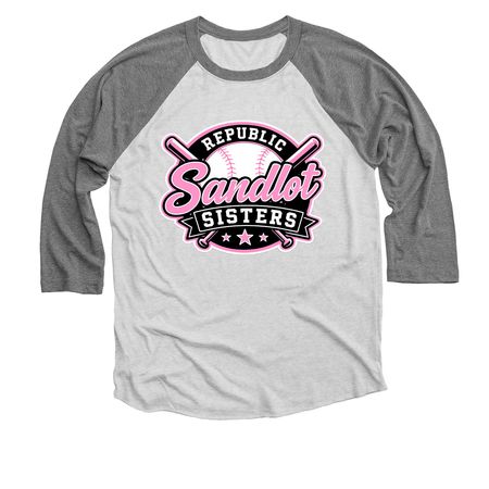 Sandlot Sisters Shirts & Hoodies Adult&Youth, a Premium Heather and Heather White 3/4 Sleeve Baseball Tee