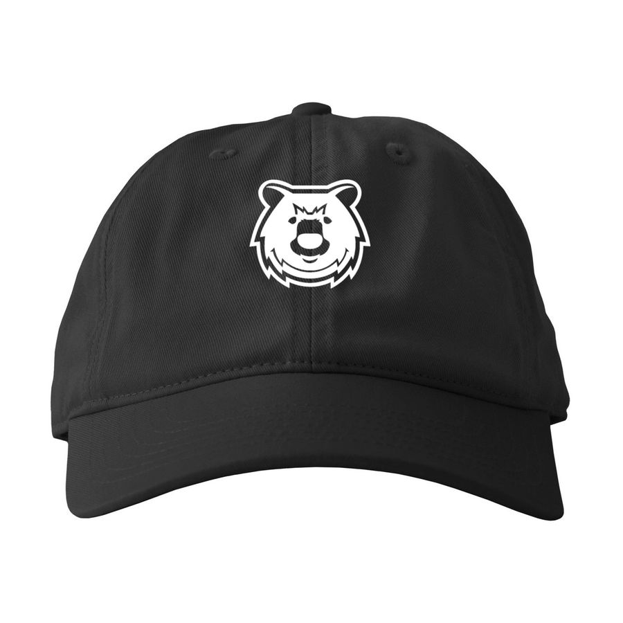 White Bear Logo_Hats, a Black Printed Eco Baseball Cap