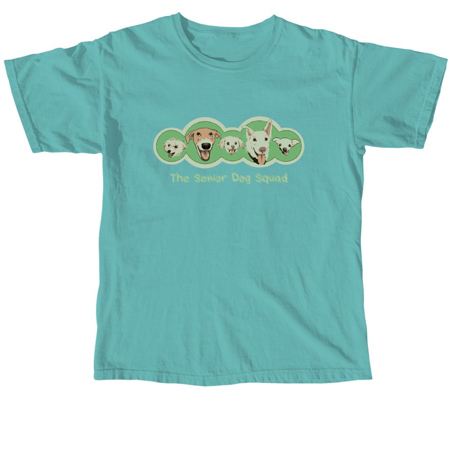 The Senior Dog Squad Official Green Logo Tee, a Seafoam Comfort Colors Unisex Tee