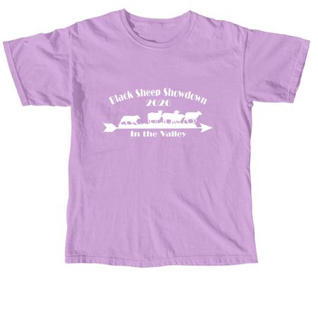 2026 Black Sheep Showdown (Front, White Logo), a Neon Violet Comfort Colors Unisex Tee