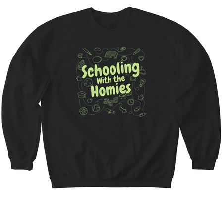 Schooling With the Homies ?, a Black Softstyle Crewneck Sweatshirt