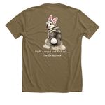 Hoppy Easter, a Heather Olive Premium Unisex Tee (back-view)