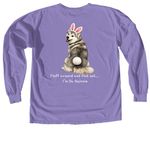 Hoppy Easter, a Violet Comfort Colors Long Sleeve Tee (back-view)