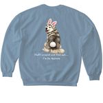 Hoppy Easter, a Stone Blue Softstyle Crewneck Sweatshirt (back-view)