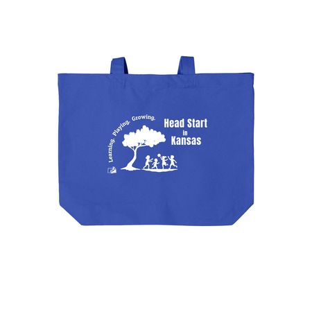Learning. Playing. Growing., a True Royal Cotton Canvas Tote Bag