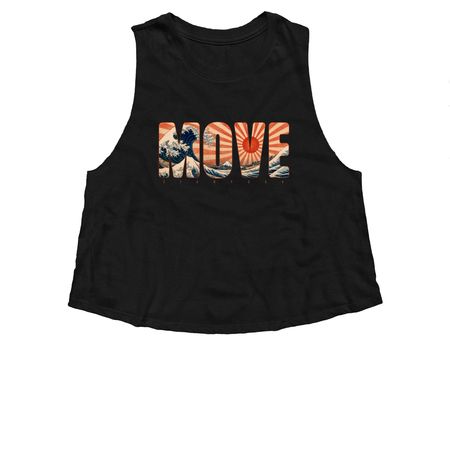 Move, a Solid Black Blend Women?s Cropped Racerback Tank