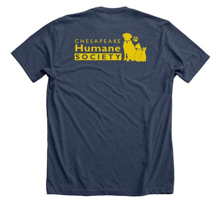 Rescue. Love. Pride., a Heather Navy Premium Unisex Tee (back-view)