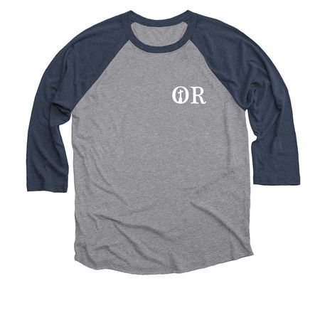 Wearables, Design B, a Vintage Navy and Premium Heather 3/4 Sleeve Baseball Tee