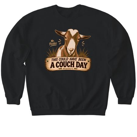 Mr. Pickles? Couch Day Tee ?, a Black Softstyle Crewneck Sweatshirt