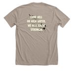 Mohawk Bear, a Heather Stone Premium Unisex Tee (back-view)