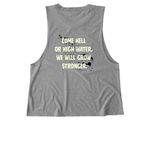 Mohawk Bear, a Aluminum Grey Allmade Eco Triblend Women?s Muscle Tank (back-view)