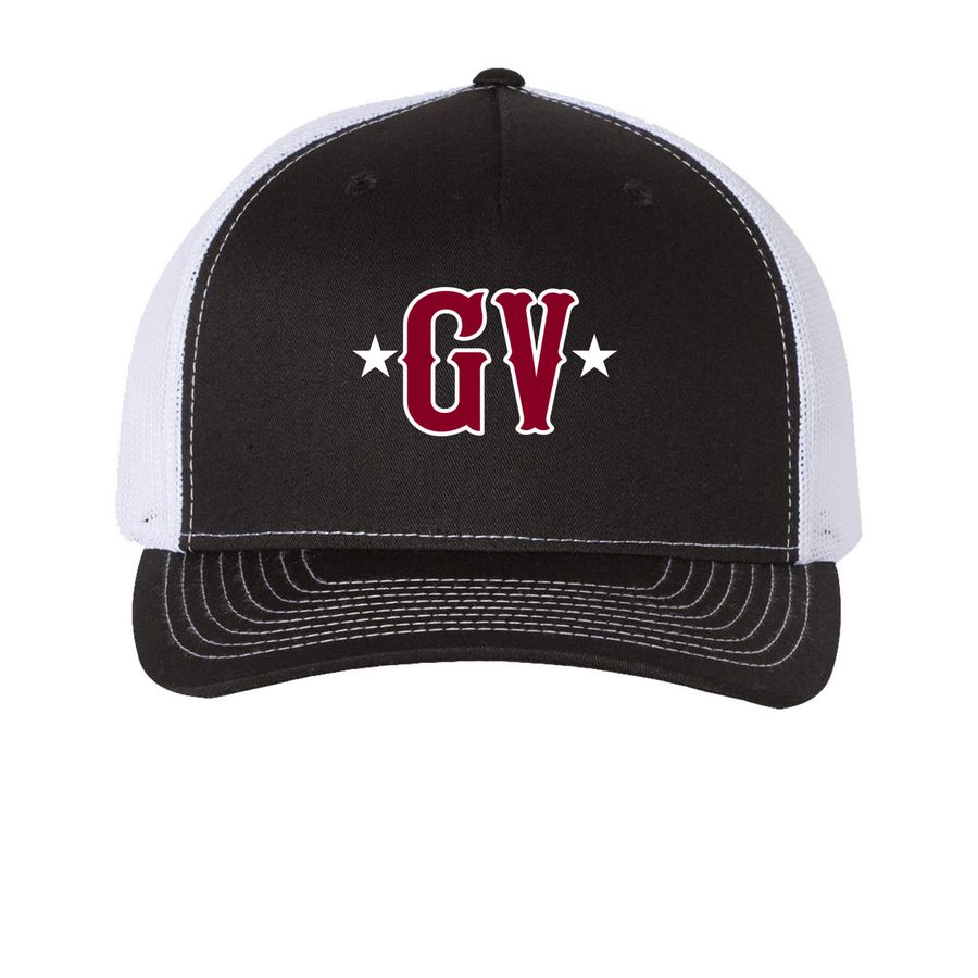 GC All Stars Hat (dark background), a Black/ White Printed Five-Panel Trucker Cap