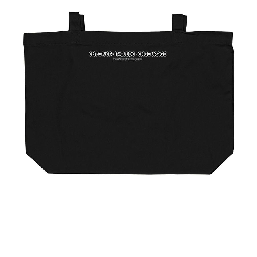 Ike & Ivy Varsity Tote, a Black Large Organic Cotton Tote Bag (back-view)