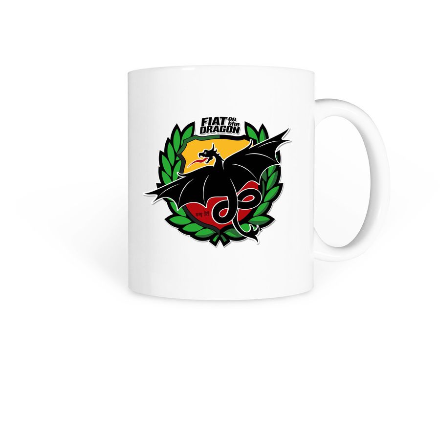 FIAT on the Dragon mug, a White Coffee Mug