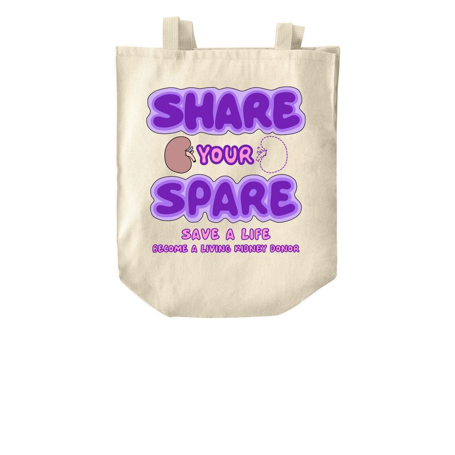 "Share Your Spare" Canvas Tote Bag, a Natural Over-the-Shoulder Shopping Tote Bag