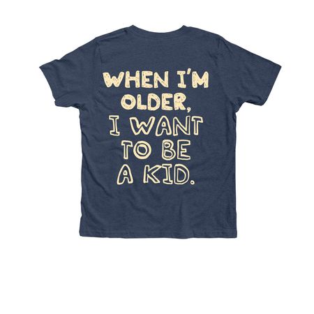 I WANT TO BE A KID Adult & Youth Shirts, a Heather Navy Premium Youth Tee