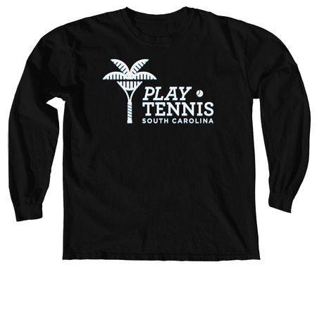 Play Tennis South Carolina Apparel, a Black Comfort Colors Long Sleeve Tee