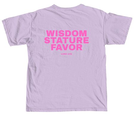 Wisdom, Stature, Favor - pink/pastels, a Orchid Comfort Colors Unisex Tee