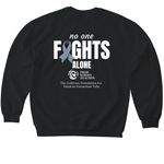 No One Fights Alone T-Shirts, a Black Softstyle Crewneck Sweatshirt (back-view)