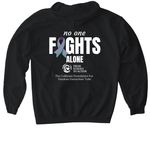 No One Fights Alone T-Shirts, a Black Gildan Softstyle Pullover Hoodie (back-view)