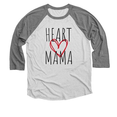 Heart Mama, a Premium Heather and Heather White 3/4 Sleeve Baseball Tee