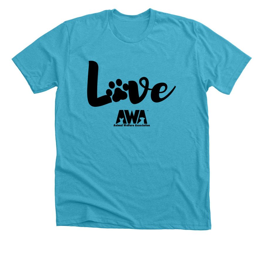 Love Paw AWA, a Heather Aqua Premium Unisex Tee