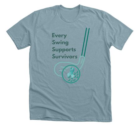 Swing Into Action, a Heather Blue Lagoon Premium Unisex Tee