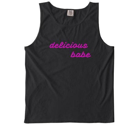 delicious babe, a Black Comfort Colors Tank Top