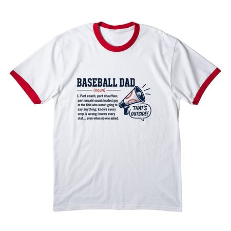 Definition of a Baseball Dad Shirt, a White/ Red Cotton Ringer Tee