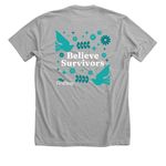 Believe Survivors - Teal, a Athletic Heather Premium Unisex Tee (back-view)