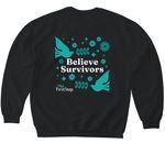Believe Survivors - Teal, a Black Softstyle Crewneck Sweatshirt (back-view)