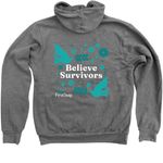 Believe Survivors - Teal, a Deep Heather Zip Up Hoodie (back-view)