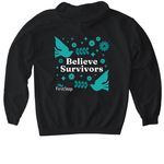 Believe Survivors - Teal, a Black Gildan Softstyle Pullover Hoodie (back-view)