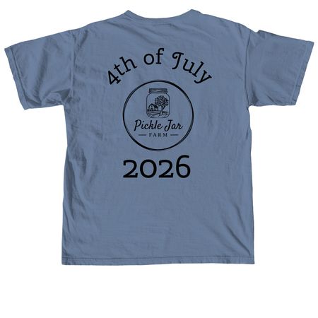 4th of July 2026 - Black Logo, a Blue Jean Comfort Colors Unisex Tee (back-view)
