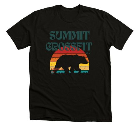 Retro Sunset Bear, a Black Heather Premium Unisex Tee