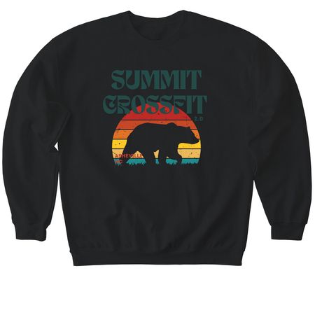 Retro Sunset Bear, a Black Softstyle Crewneck Sweatshirt