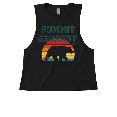Retro Sunset Bear, a Deep Black Allmade Eco Triblend Women?s Muscle Tank