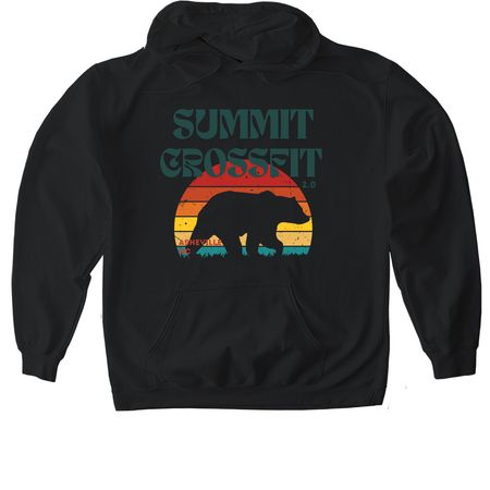 Retro Sunset Bear, a Black Gildan Softstyle Pullover Hoodie