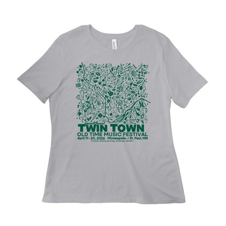 Twin Town Old Time Poster Design, a Solid Athletic Grey Women?s Relaxed Cotton Tee